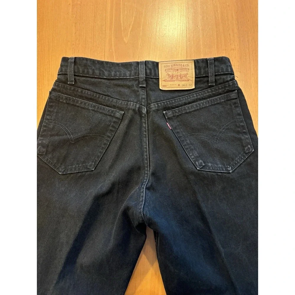 Vintage Levi's 550 Black Jeans Men's 34x32 Relaxed Fit Made in Canada Grunge